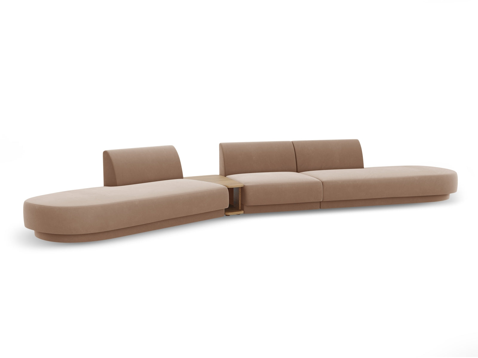 Miley Velour modulares Sofa links 5 Sitzer in Cappuccino präsentiert im Onlineshop von KAQTU Design AG. L-Sofa links ist von Micadoni
