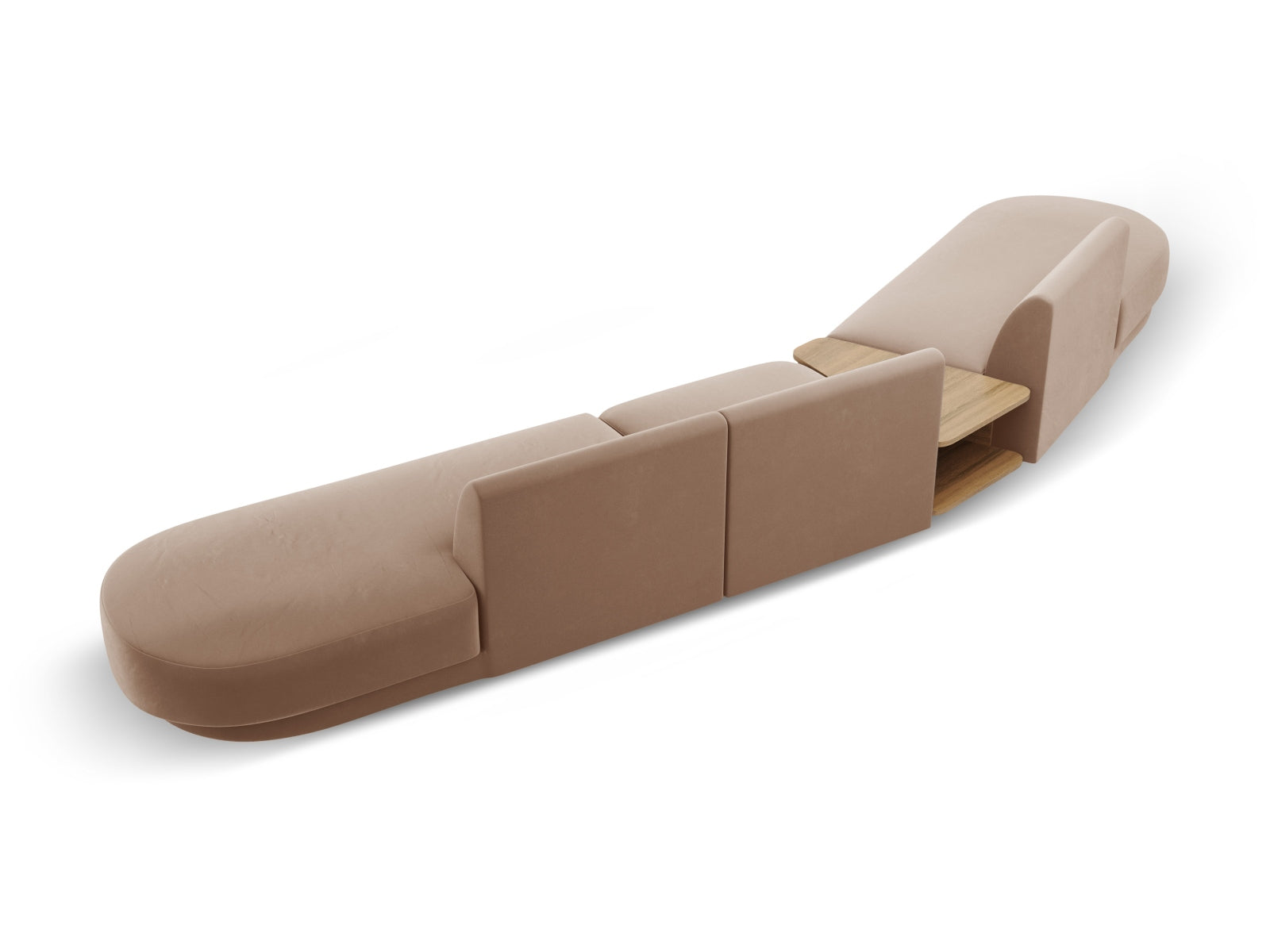 Miley Velour modulares Sofa links 5 Sitzer in Cappuccino präsentiert im Onlineshop von KAQTU Design AG. L-Sofa links ist von Micadoni