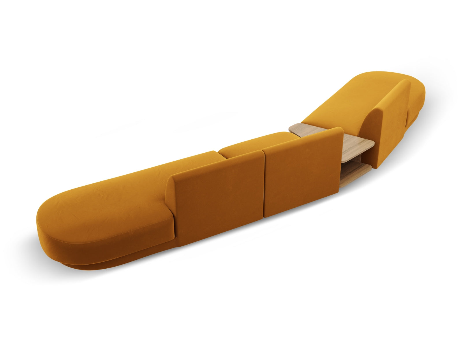 Miley Velour modulares Sofa links 5 Sitzer in Yellow präsentiert im Onlineshop von KAQTU Design AG. L-Sofa links ist von Micadoni