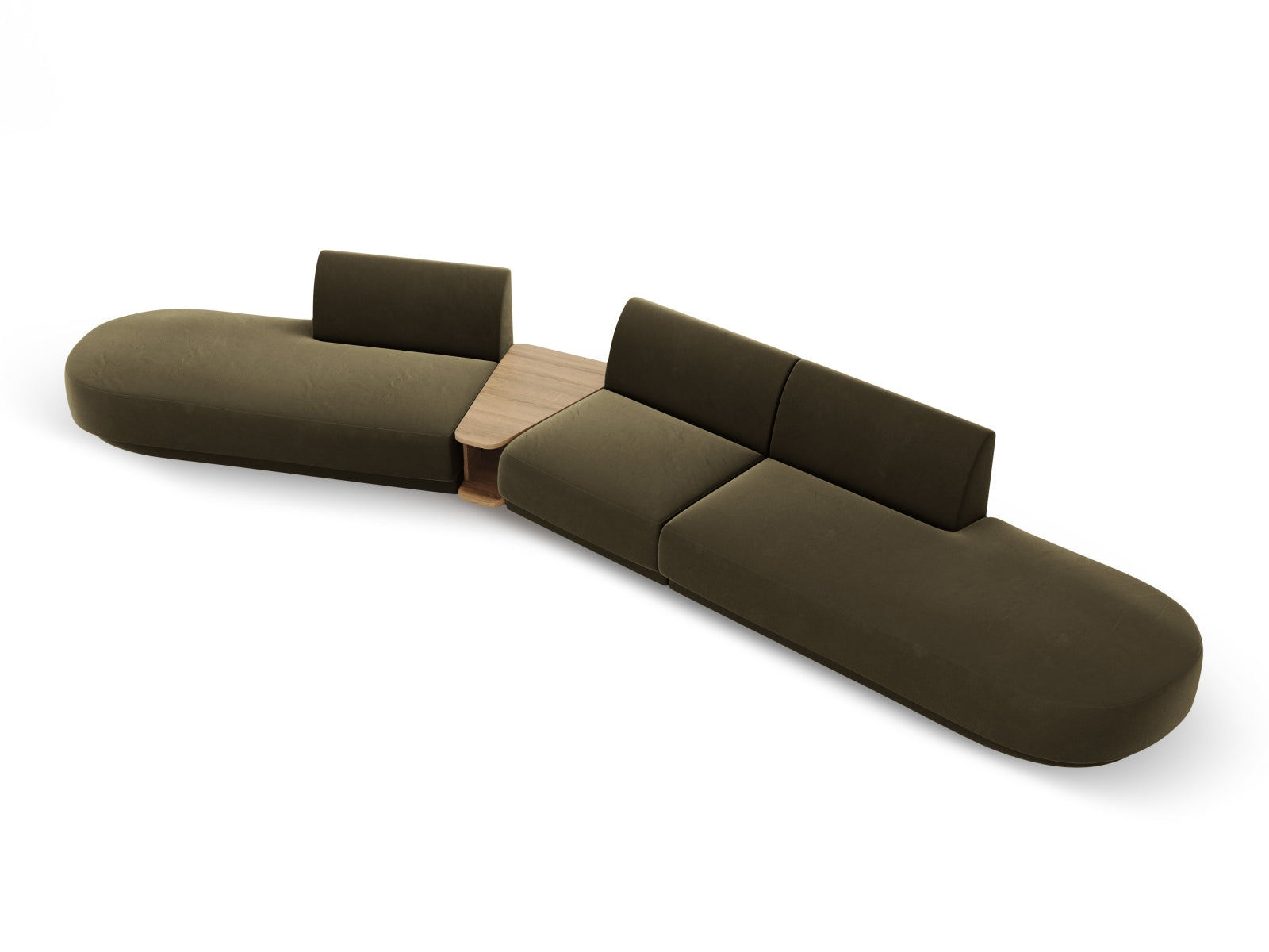 Miley Velour modulares Sofa links 5 Sitzer in Green präsentiert im Onlineshop von KAQTU Design AG. L-Sofa links ist von Micadoni