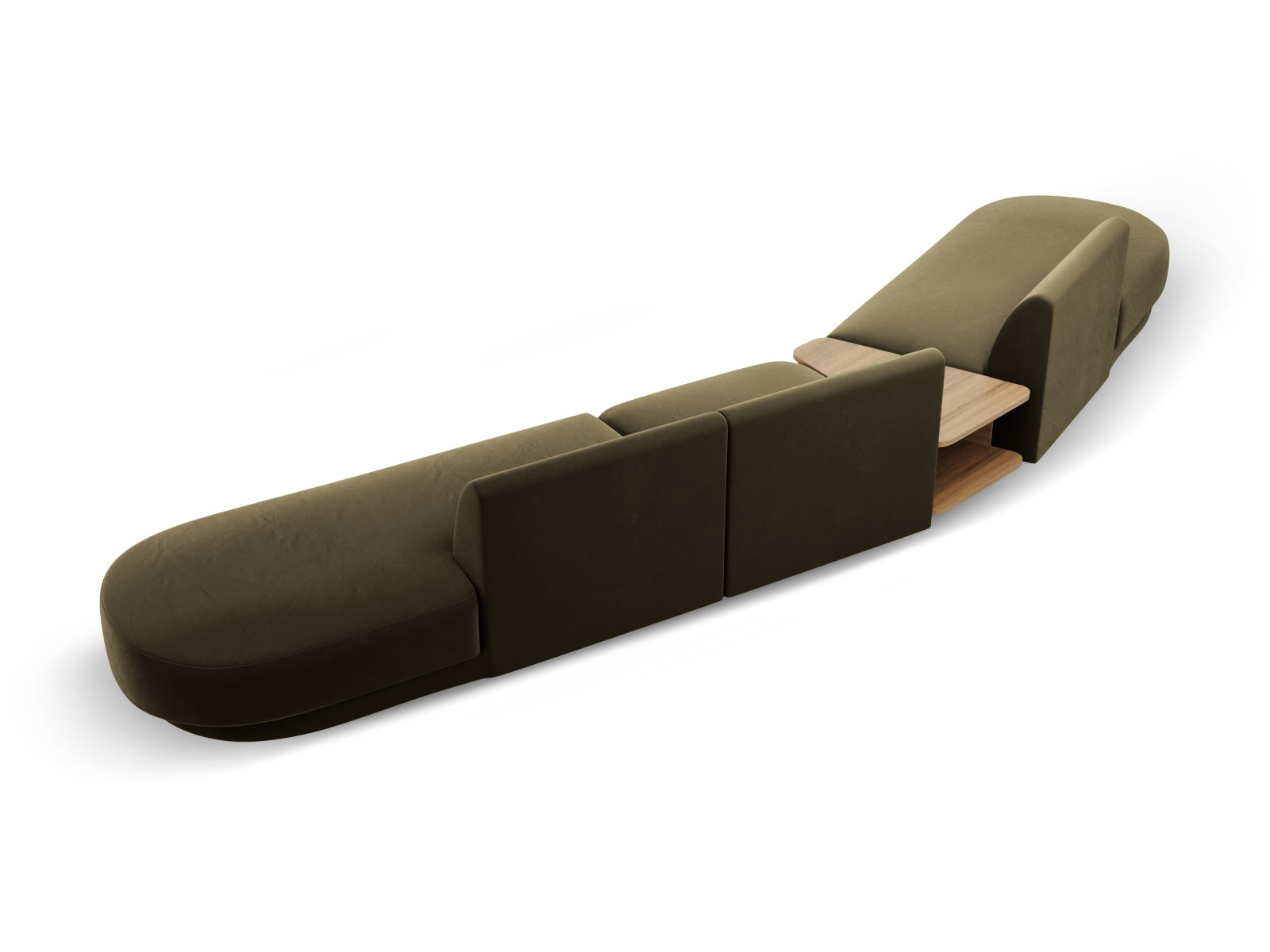Miley Velour modulares Sofa links 5 Sitzer in Green präsentiert im Onlineshop von KAQTU Design AG. L-Sofa links ist von Micadoni