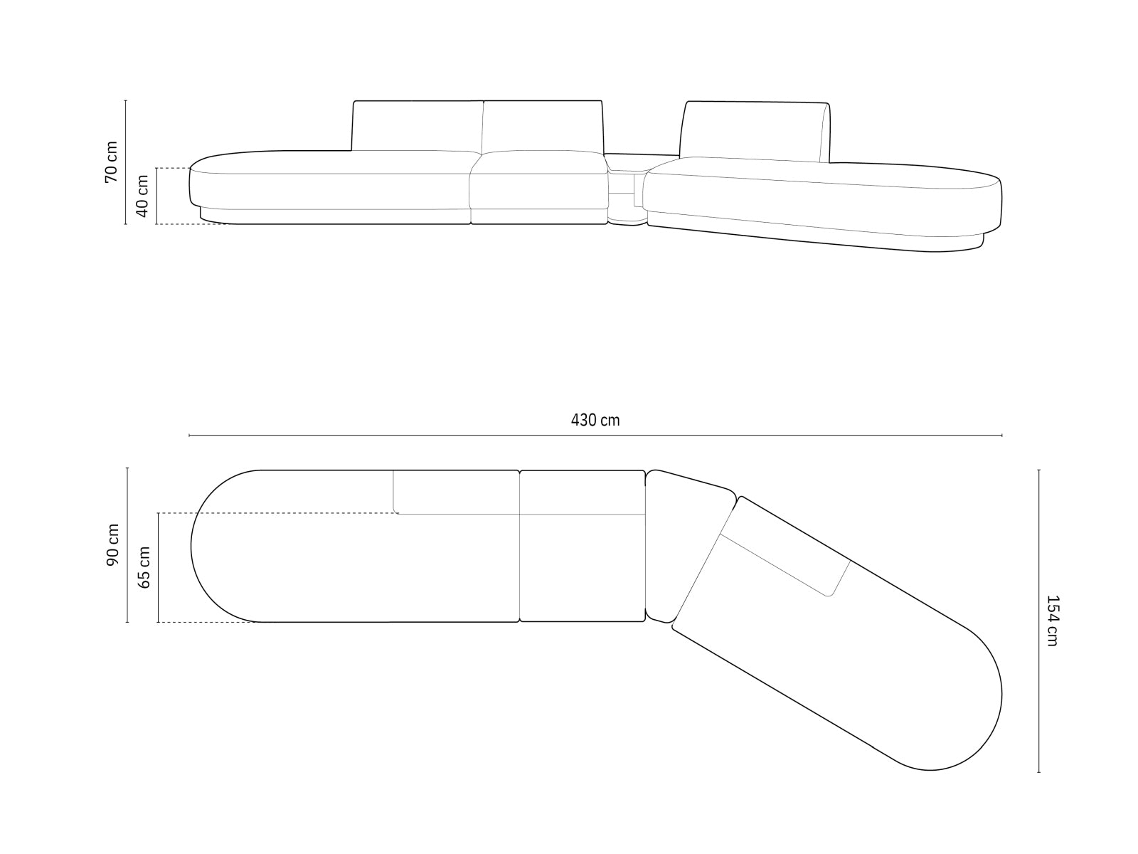 Miley Modulares Sofa rechts 5 Sitzer in Dark Blue präsentiert im Onlineshop von KAQTU Design AG. L-Sofa rechts ist von Micadoni