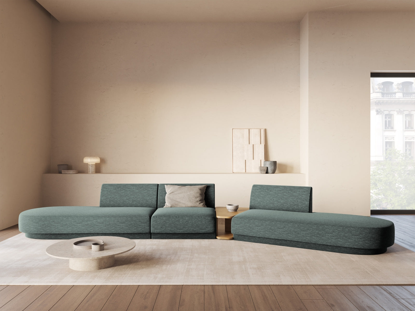 Miley Modulares Sofa rechts 5 Sitzer in Petrol präsentiert im Onlineshop von KAQTU Design AG. L-Sofa rechts ist von Micadoni