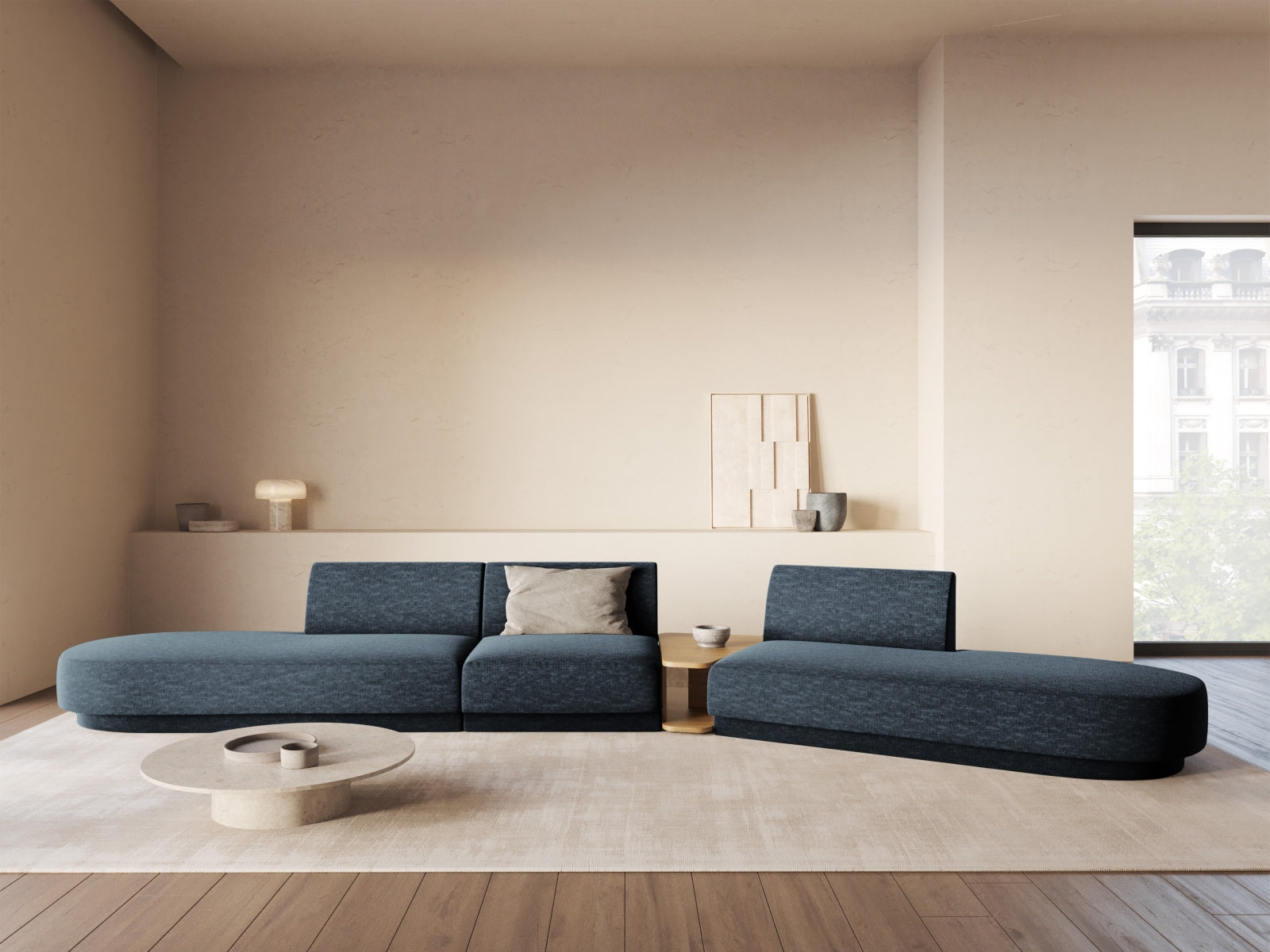 Miley Modulares Sofa rechts 5 Sitzer in Royal Blue präsentiert im Onlineshop von KAQTU Design AG. L-Sofa rechts ist von Micadoni