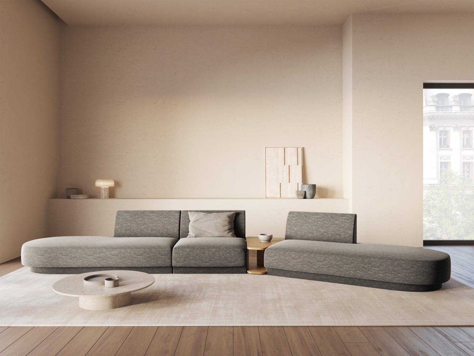 Miley Modulares Sofa rechts 5 Sitzer in Grey präsentiert im Onlineshop von KAQTU Design AG. L-Sofa rechts ist von Micadoni