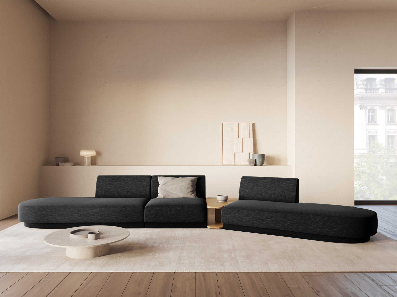 Miley Modulares Sofa rechts 5 Sitzer in Black präsentiert im Onlineshop von KAQTU Design AG. L-Sofa rechts ist von Micadoni