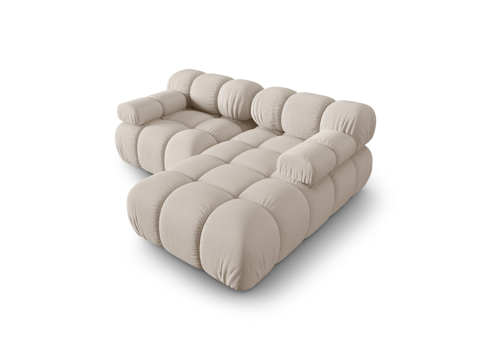 Modulares Ecksofa Bellis in hellem Beige, 3-Sitzer, rechte Ausführung, perfekt für moderne Wohnkonzepte und gemütliche Entspannung.