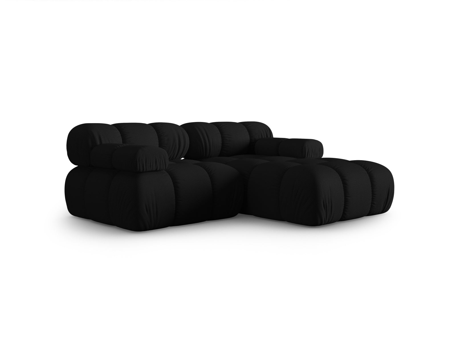 Elegantes Bellis Ecksofa in Schwarz, 3-Sitzer, 155 cm, ideal für moderne Wohnräume, erhältlich bei KAQTU Design AG.