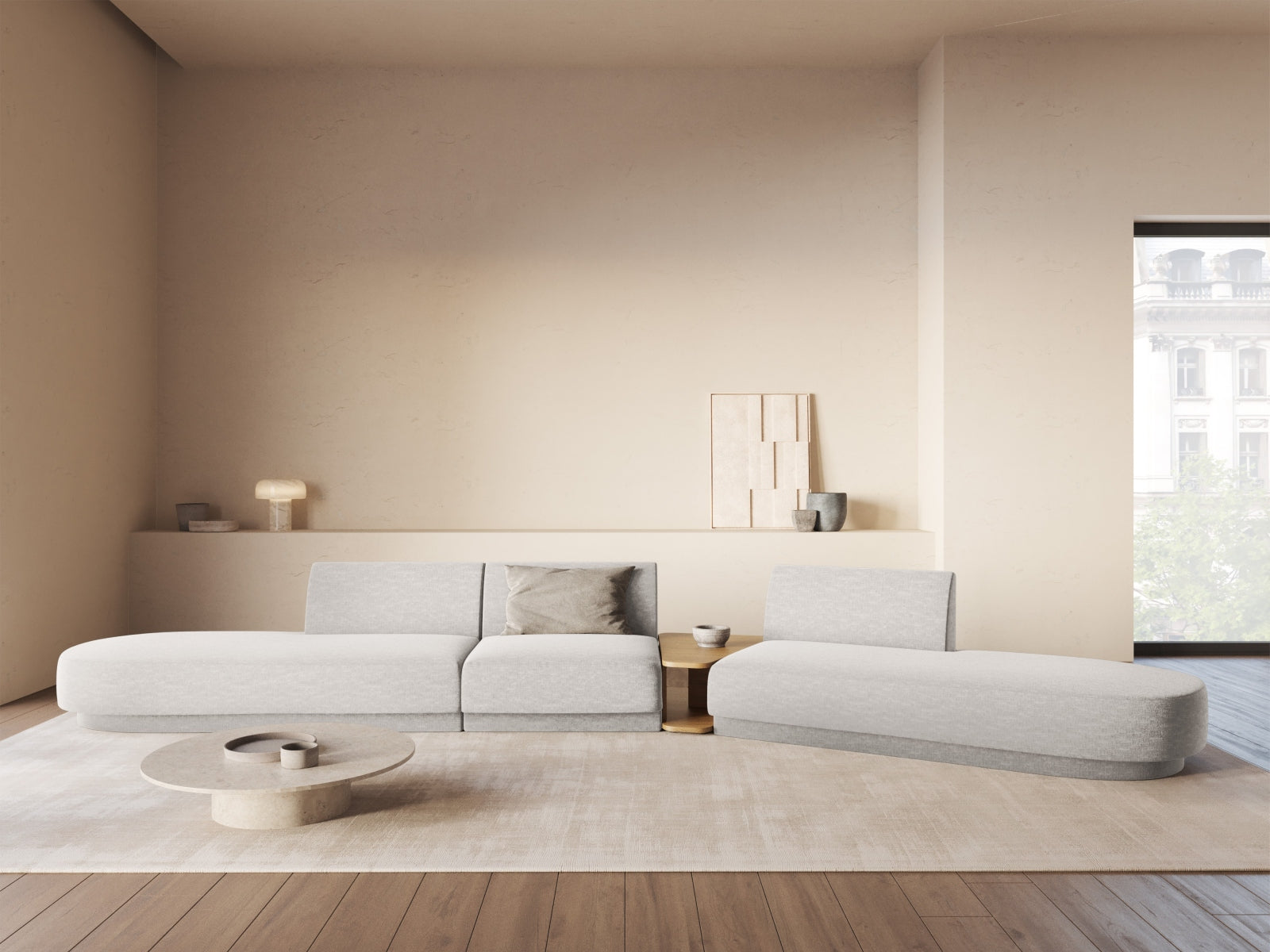 Miley Modulares Sofa rechts 5 Sitzer in Silver präsentiert im Onlineshop von KAQTU Design AG. L-Sofa rechts ist von Micadoni