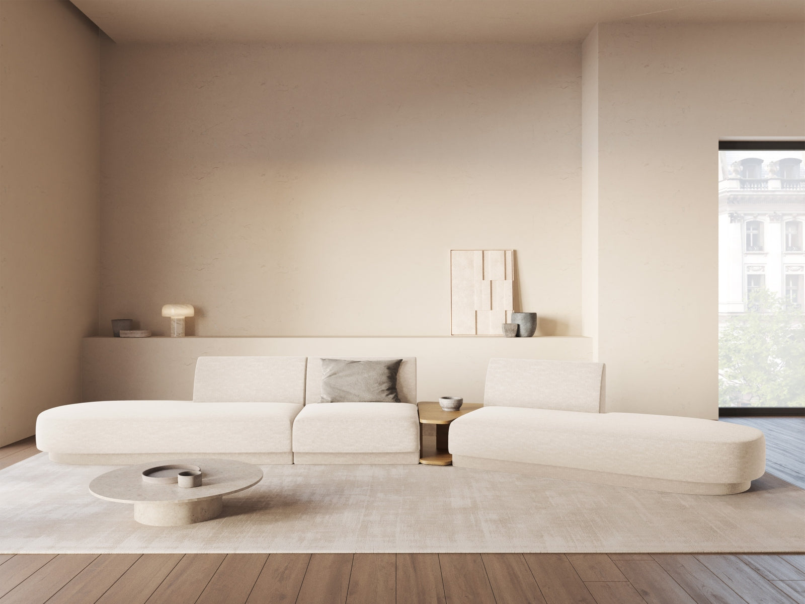 Miley Modulares Sofa rechts 5 Sitzer in Ivory präsentiert im Onlineshop von KAQTU Design AG. L-Sofa rechts ist von Micadoni