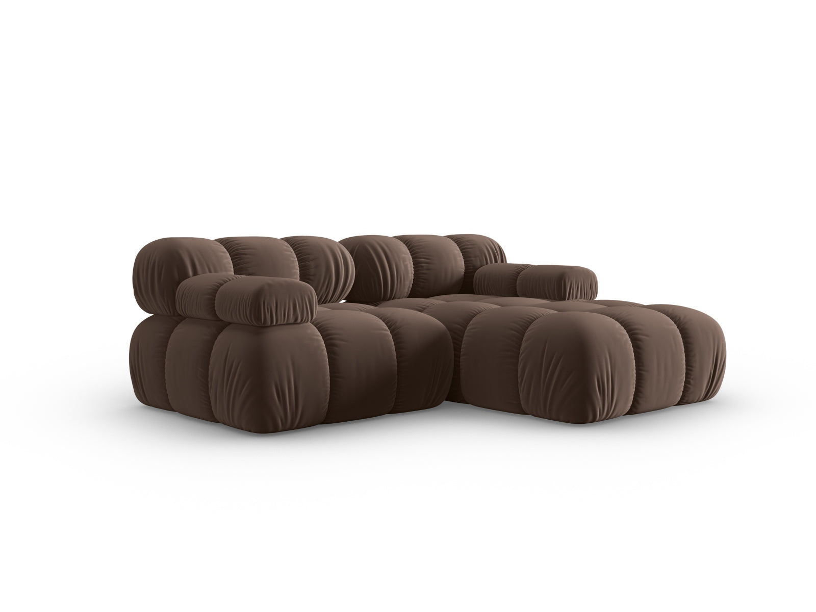 Modulares Ecksofa Bellis in Dunkelbraun, 3-Sitzer, rechtsseitig, aus Velours, perfekt für moderne Wohnkonzepte von Micadoni.