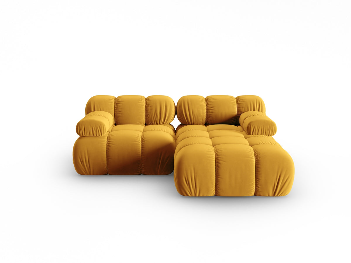 Bellis Velour modulares Ecksofa rechts 3 Sitzer 155cm in Yellow-Bluvel präsentiert im Onlineshop von KAQTU Design AG. L-Sofa rechts ist von Micadoni