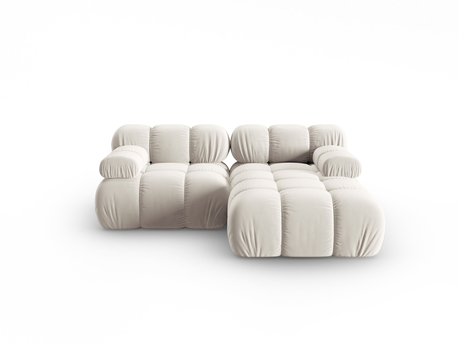 Bellis Velour modulares Ecksofa rechts 3 Sitzer 155cm in Dark Beige-Bluvel präsentiert im Onlineshop von KAQTU Design AG. L-Sofa rechts ist von Micadoni