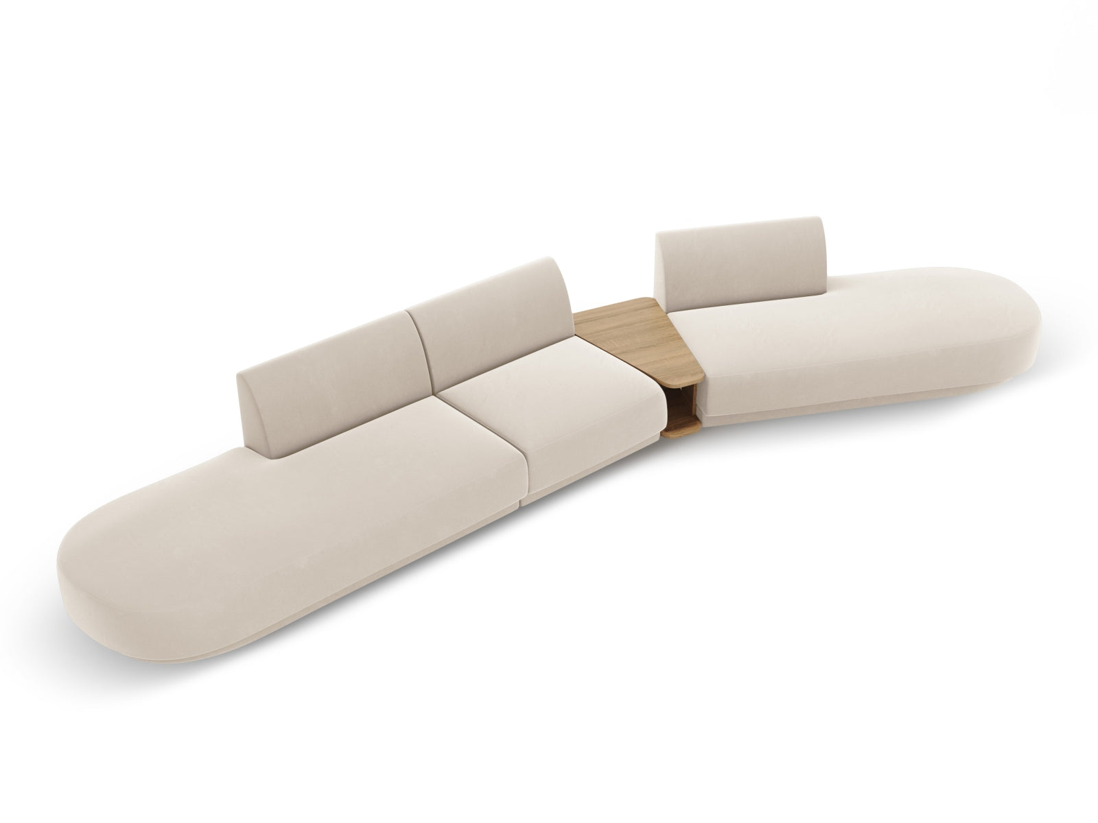 Miley Velour modulares Sofa rechts 5 Sitzer in Light Beige präsentiert im Onlineshop von KAQTU Design AG. L-Sofa rechts ist von Micadoni
