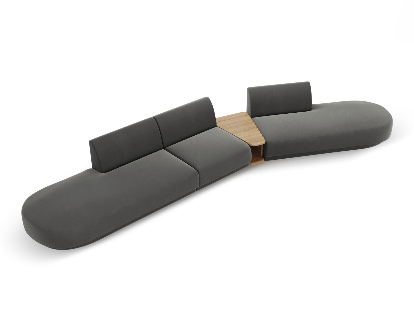 Miley Velour modulares Sofa rechts 5 Sitzer in Light Grey präsentiert im Onlineshop von KAQTU Design AG. L-Sofa rechts ist von Micadoni