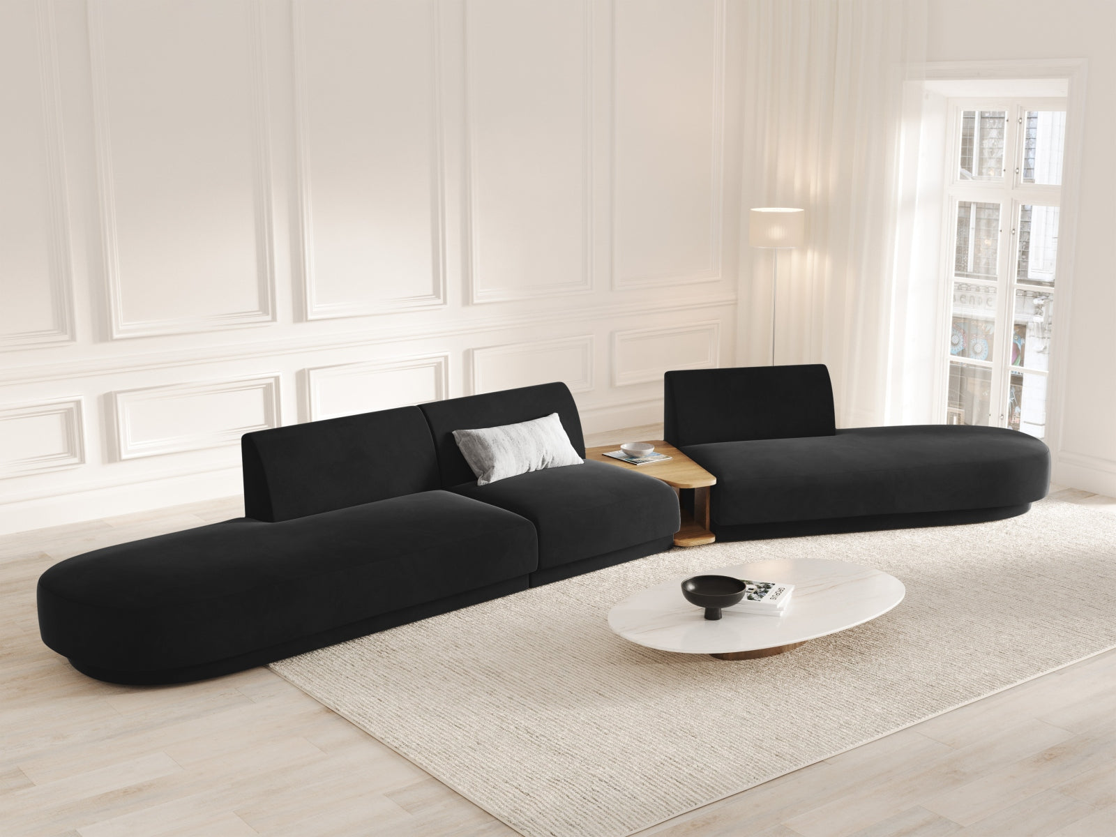Miley Velour modulares Sofa rechts 5 Sitzer in Black präsentiert im Onlineshop von KAQTU Design AG. L-Sofa rechts ist von Micadoni