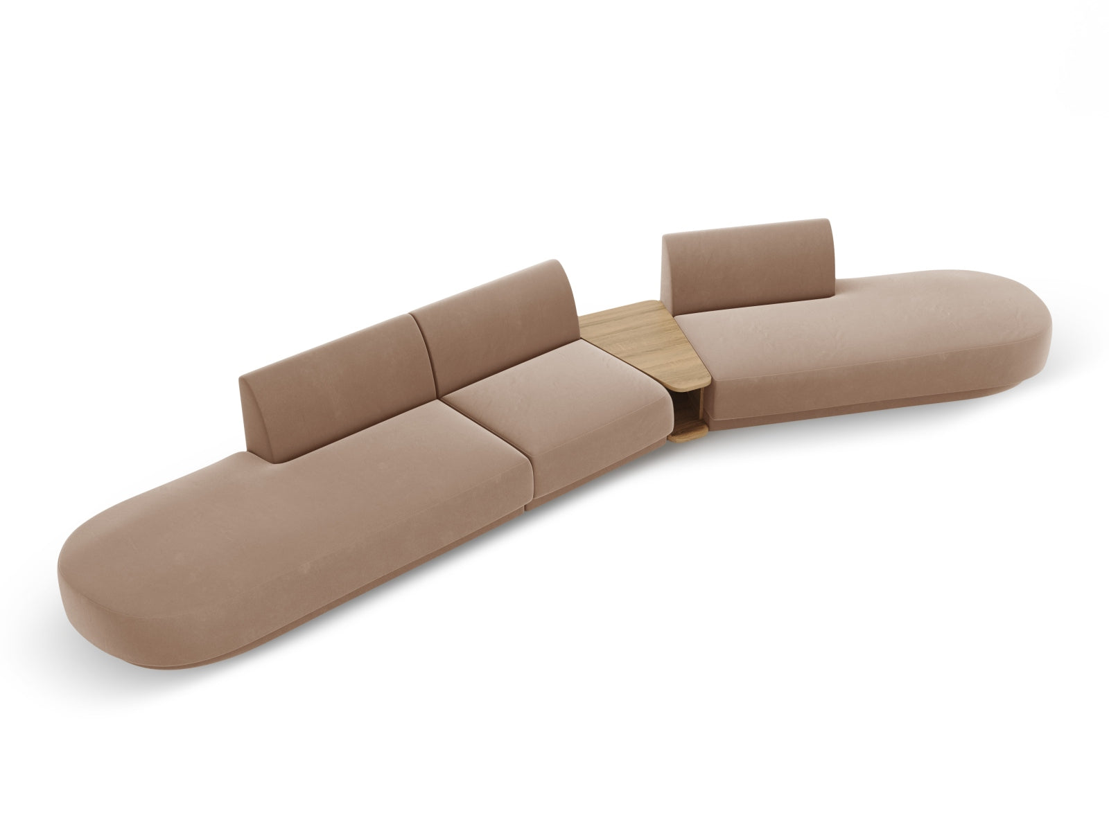 Miley Velour modulares Sofa rechts 5 Sitzer in Cappuccino präsentiert im Onlineshop von KAQTU Design AG. L-Sofa rechts ist von Micadoni