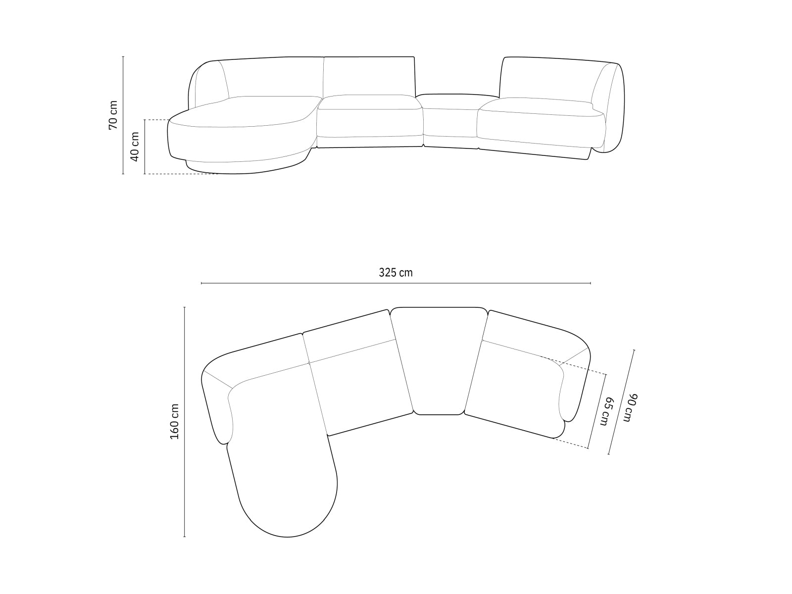 Miley Modulares Sofa links 4 Sitzer in White präsentiert im Onlineshop von KAQTU Design AG. L-Sofa links ist von Micadoni