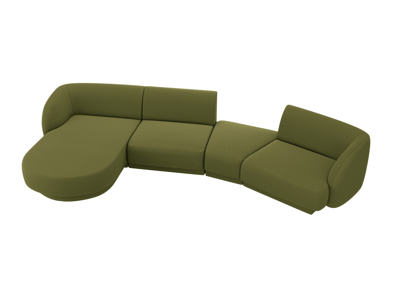 Miley Modulares Sofa links 4 Sitzer in Dark Olive Green präsentiert im Onlineshop von KAQTU Design AG. L-Sofa links ist von Micadoni