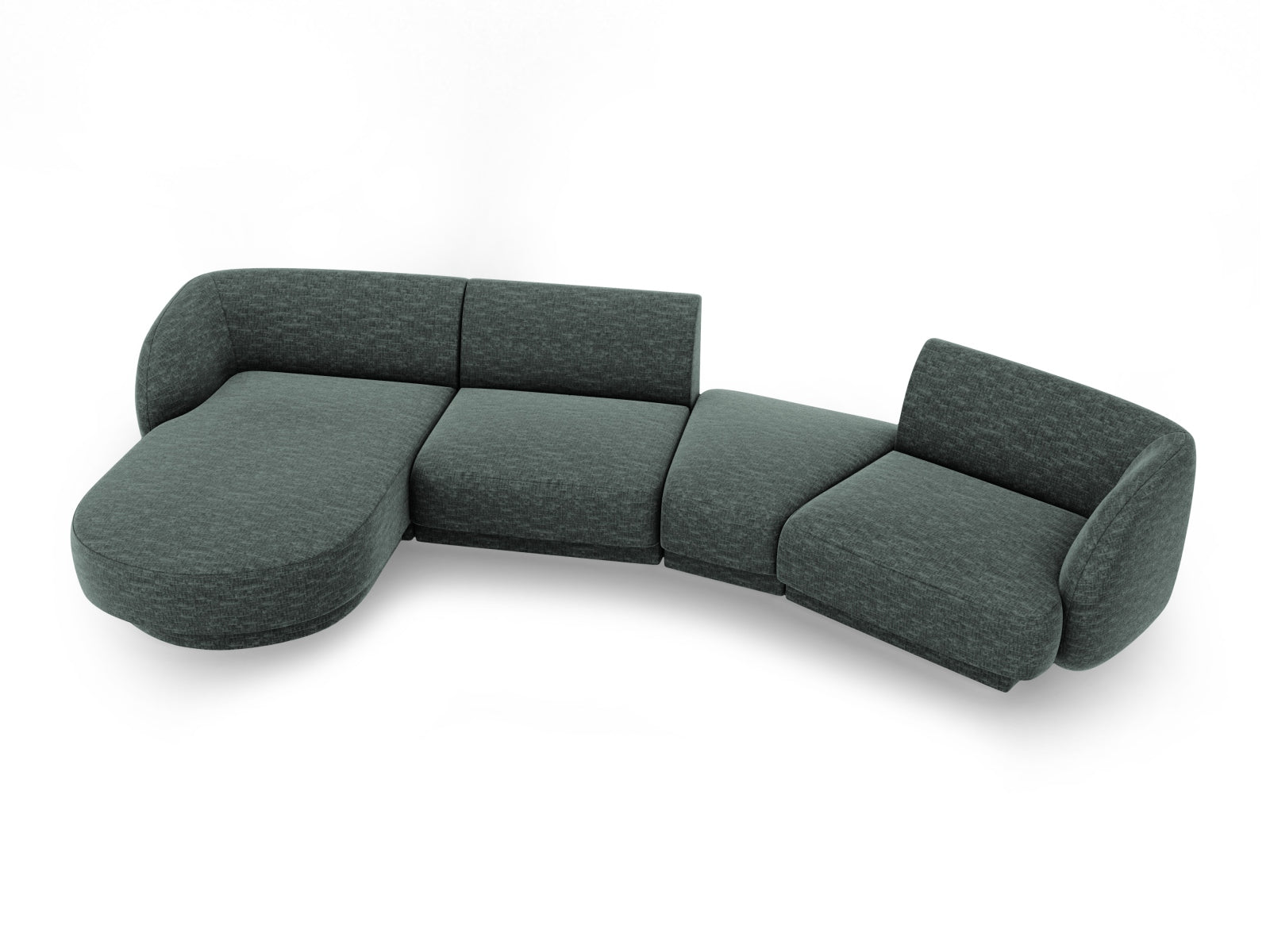 Miley Modulares Sofa links 4 Sitzer in Petrol präsentiert im Onlineshop von KAQTU Design AG. L-Sofa links ist von Micadoni