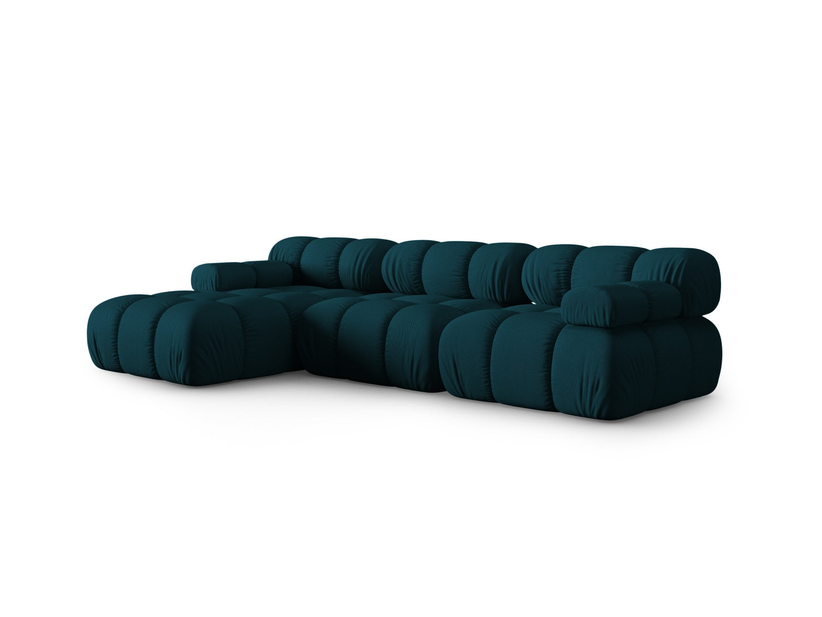 Stylisches Bellis Ecksofa links, 4-Sitzer in Navy Blue, ideal für moderne Wohnräume, präsentiert von Micadoni.