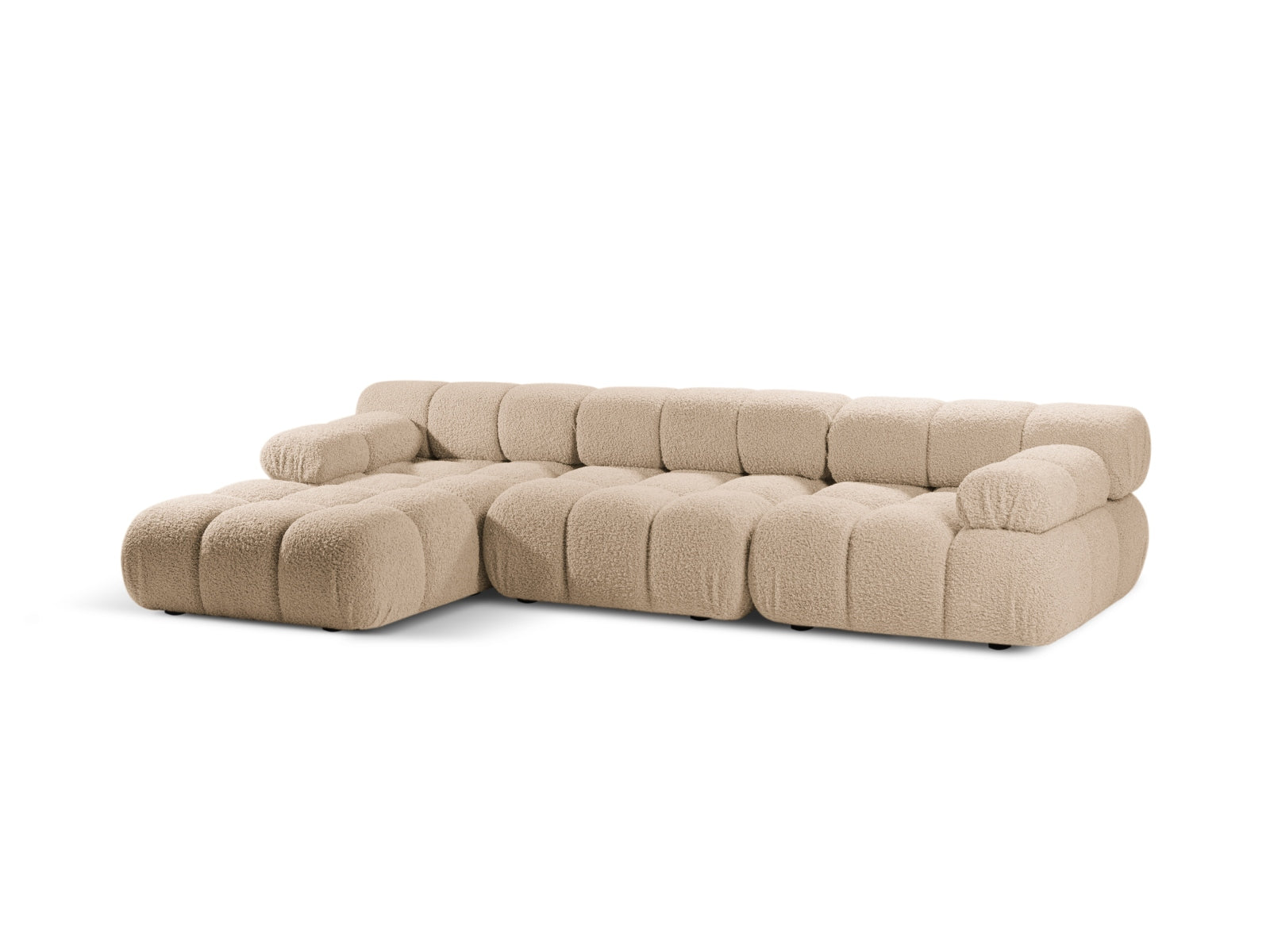 Bellis Boucle modulares Ecksofa links 4 Sitzer 155cm in Sand präsentiert im Onlineshop von KAQTU Design AG. Ecksofa links ist von Micadoni
