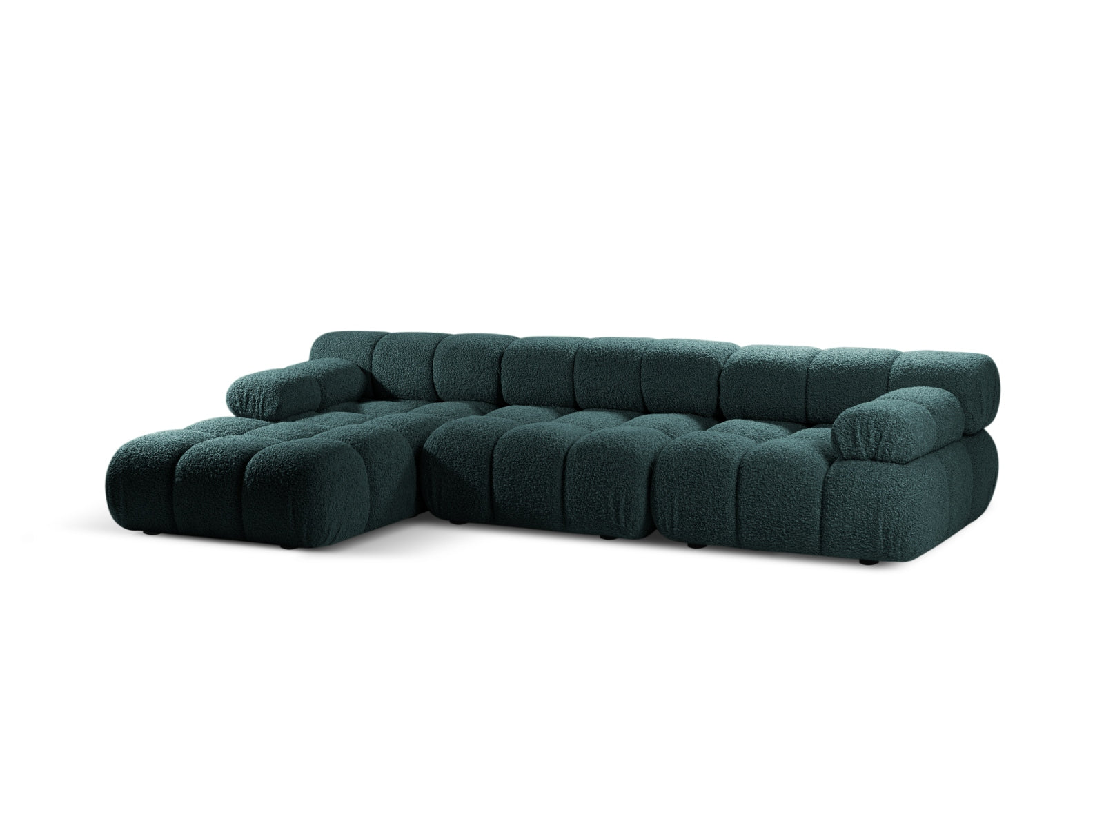 Bellis Boucle modulares Ecksofa links 4 Sitzer 155cm in Petrol präsentiert im Onlineshop von KAQTU Design AG. Ecksofa links ist von Micadoni