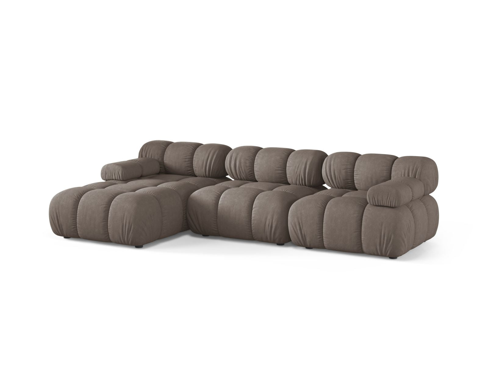 Modulares 4-Sitzer Ecksofa Bellis in elegantem Cappuccino-Liberty, ideal für stilvolle Wohnräume, erhältlich bei KAQTU Design AG.