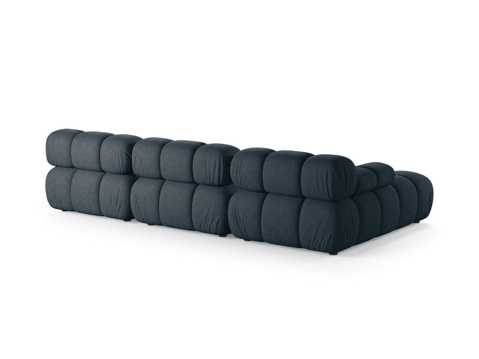 Modulares 4-Sitzer Ecksofa Bellis in modernem Design, linksseitig, in ansprechendem Petrol, ideal für gemütliche und stilvolle Wohnzimmer.