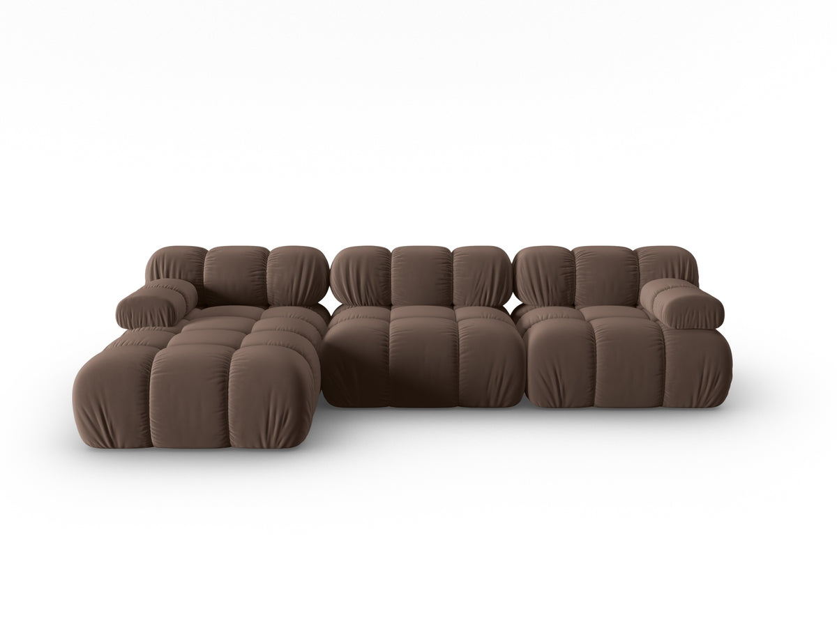 Bellis Velour modulares Ecksofa links 4 Sitzer 155cm in Dark Brown-Bluvel präsentiert im Onlineshop von KAQTU Design AG. L-Sofa links ist von Micadoni