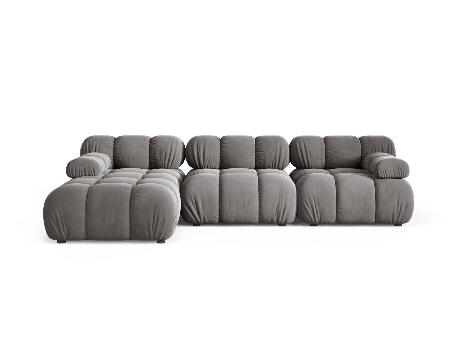 Bellis Velour modulares Ecksofa links 4 Sitzer 155cm in Light Grey-Bluvel präsentiert im Onlineshop von KAQTU Design AG. Ecksofa links ist von Micadoni