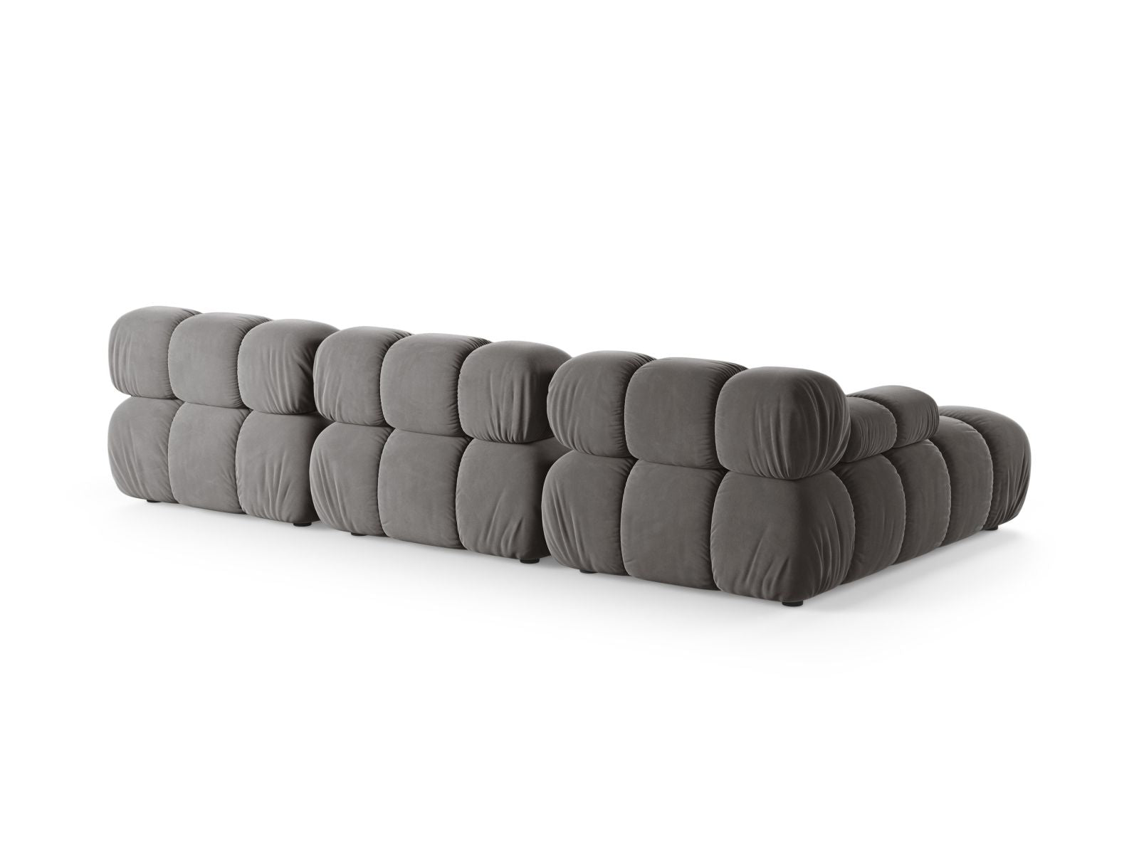 Elegantes Bellis Velour Ecksofa links, 4-Sitzer, 155cm, in stilvollem Grau, ideal für stilvolle Wohnräume und entspannte Abende.