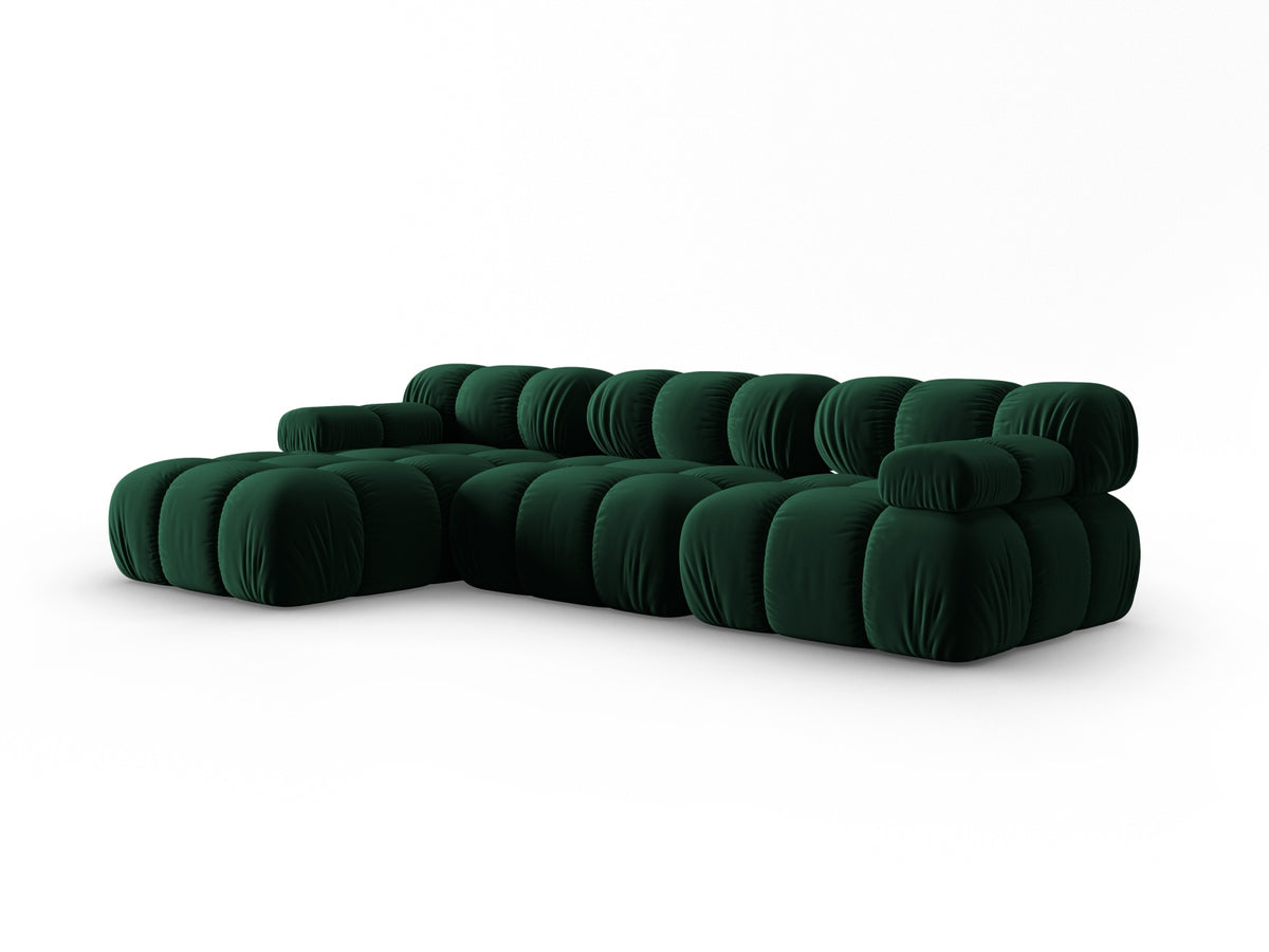 Bellis Velour modulares Ecksofa links 4 Sitzer 155cm in Bottle Green-Bluvel präsentiert im Onlineshop von KAQTU Design AG. L-Sofa links ist von Micadoni