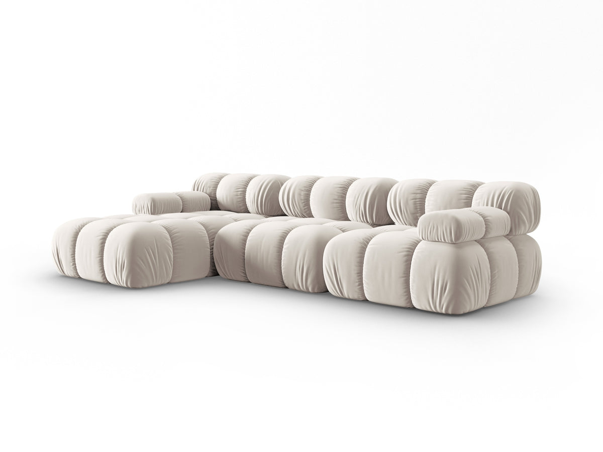 Bellis Velour modulares Ecksofa links 4 Sitzer 155cm in Dark Beige-Bluvel präsentiert im Onlineshop von KAQTU Design AG. L-Sofa links ist von Micadoni