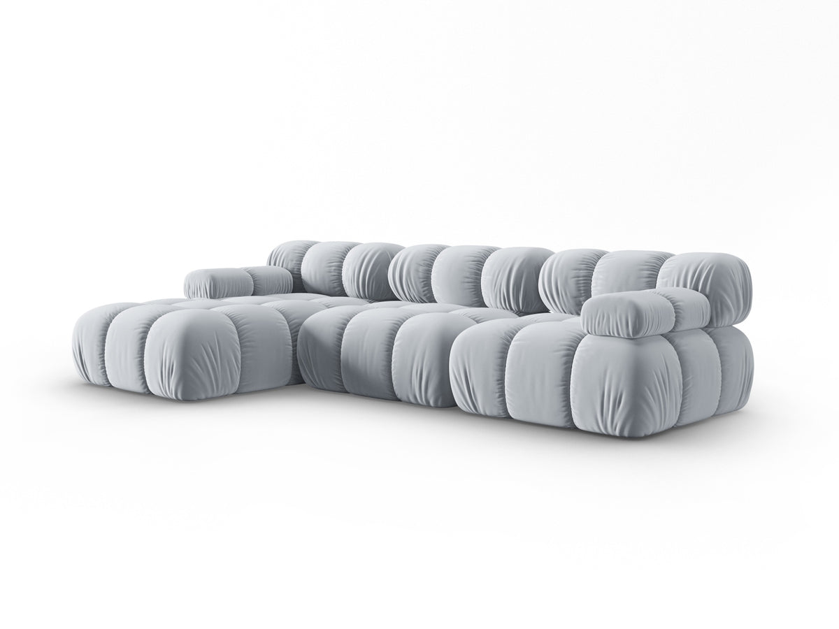 Bellis Velour modulares Ecksofa links 4 Sitzer 155cm in Light Blue-Bluvel präsentiert im Onlineshop von KAQTU Design AG. Ecksofa links ist von Micadoni