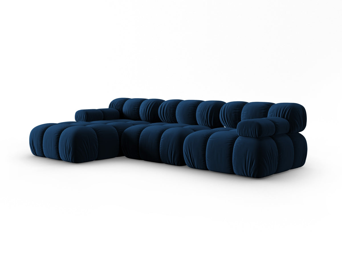 Bellis Velour modulares Ecksofa links 4 Sitzer 155cm in Royal Blue-Bluvel präsentiert im Onlineshop von KAQTU Design AG. L-Sofa links ist von Micadoni