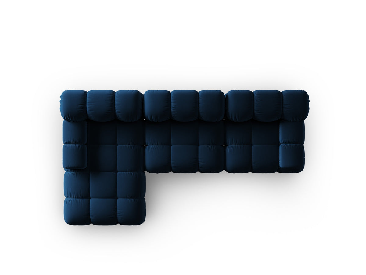 Bellis Velour modulares Ecksofa links 4 Sitzer 155cm in Royal Blue-Bluvel präsentiert im Onlineshop von KAQTU Design AG. L-Sofa links ist von Micadoni