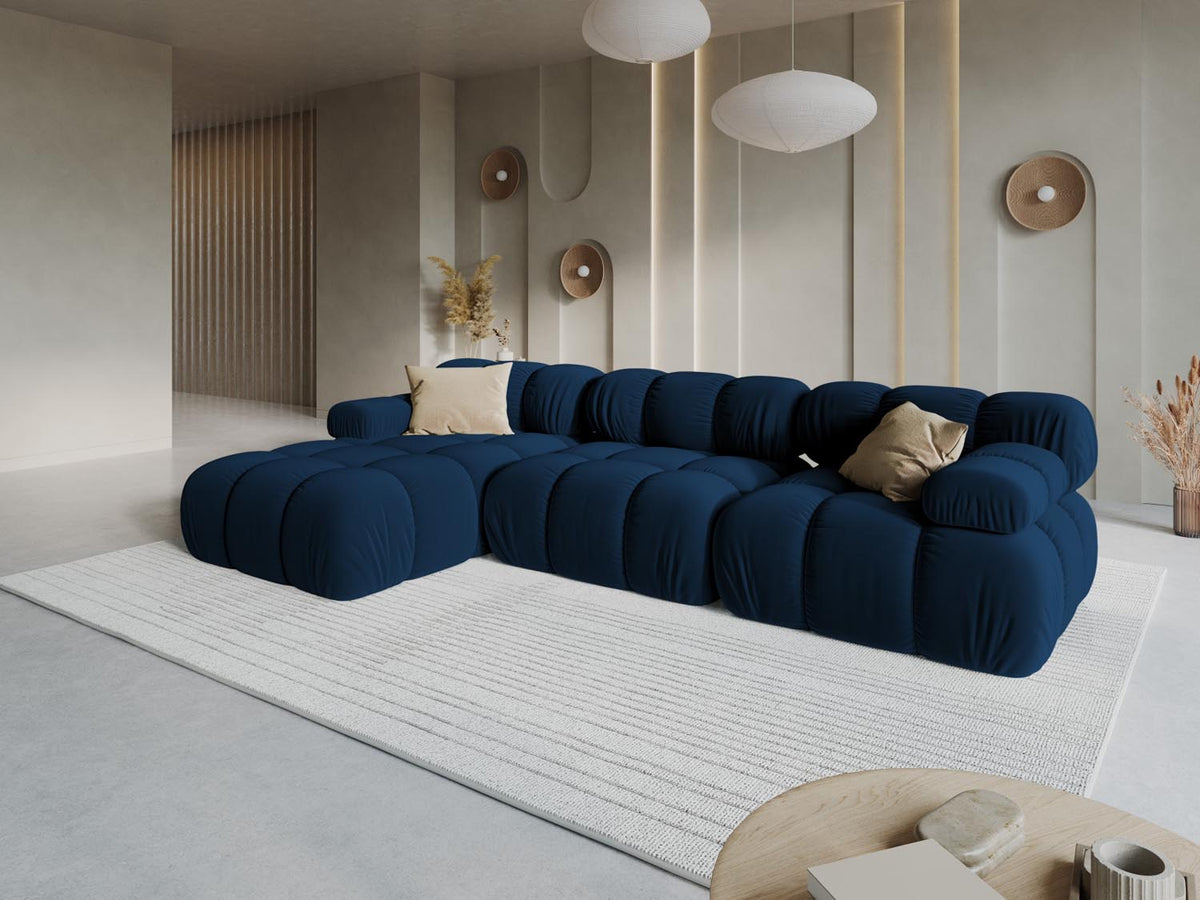 Bellis Velour modulares Ecksofa links 4 Sitzer 155cm in Royal Blue-Bluvel präsentiert im Onlineshop von KAQTU Design AG. L-Sofa links ist von Micadoni