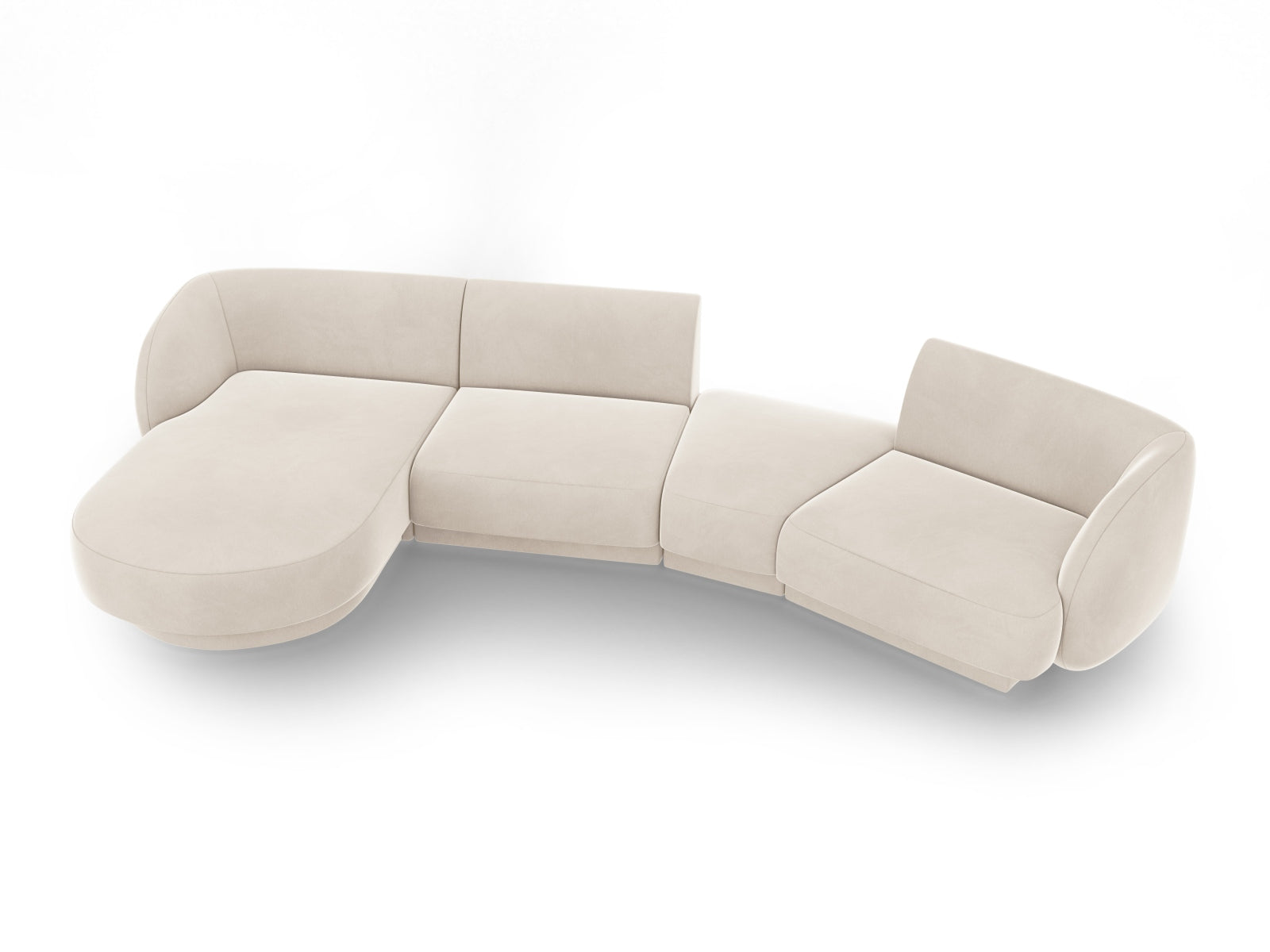 Miley Velour modulares Sofa links 4 Sitzer in Light Beige präsentiert im Onlineshop von KAQTU Design AG. L-Sofa links ist von Micadoni