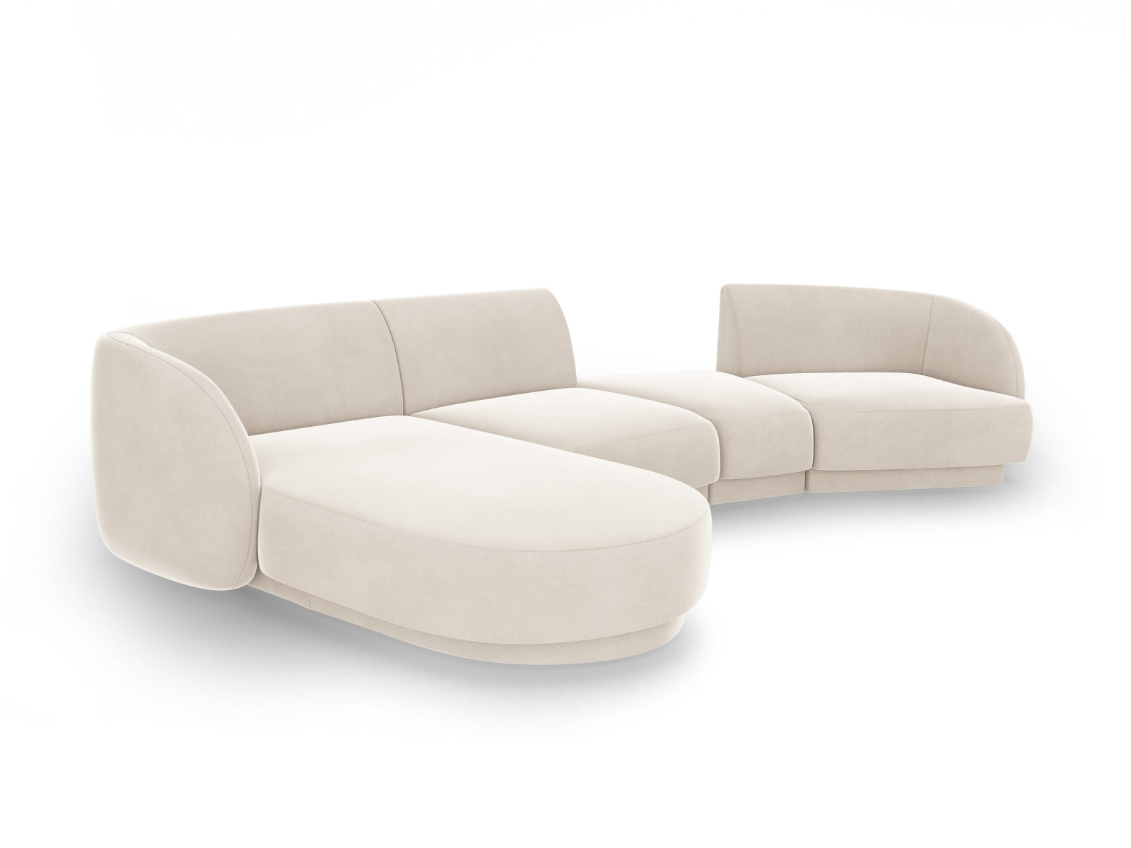 Miley Velour modulares Sofa links 4 Sitzer in Light Beige präsentiert im Onlineshop von KAQTU Design AG. L-Sofa links ist von Micadoni