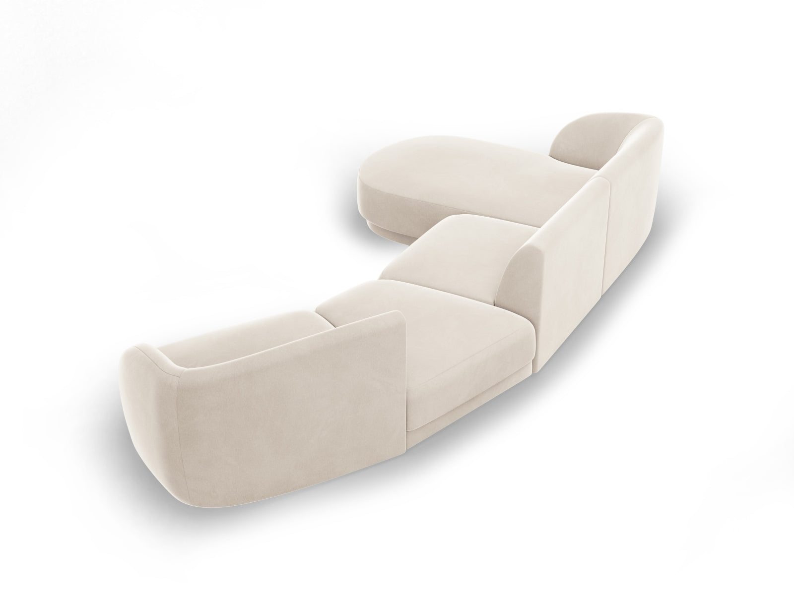Miley Velour modulares Sofa links 4 Sitzer in Light Beige präsentiert im Onlineshop von KAQTU Design AG. L-Sofa links ist von Micadoni