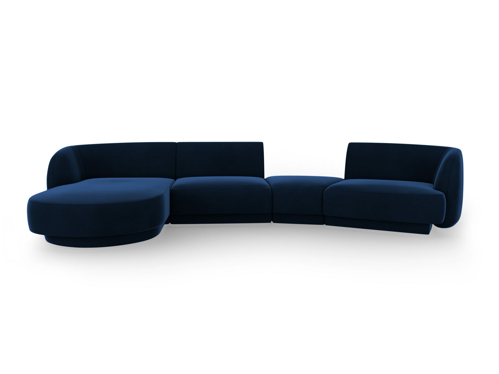 Miley Velour modulares Sofa links 4 Sitzer in Royal Blue präsentiert im Onlineshop von KAQTU Design AG. L-Sofa links ist von Micadoni