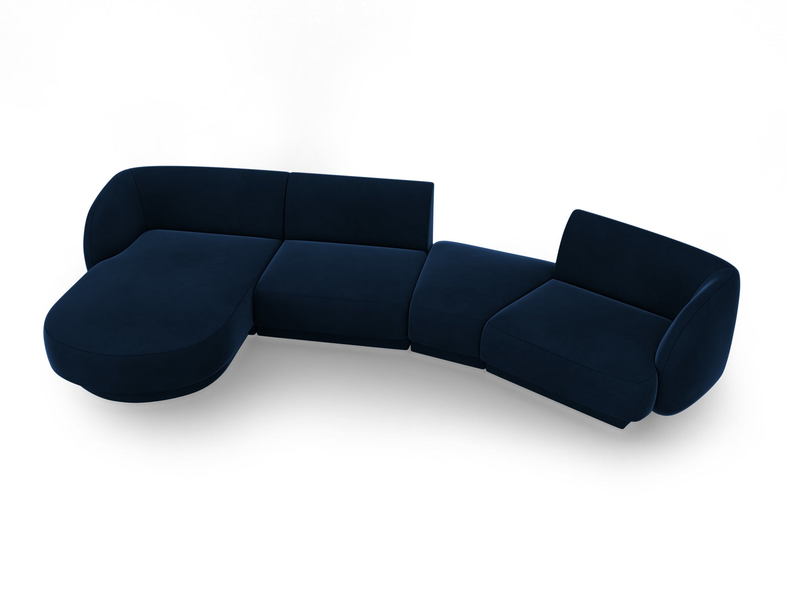 Miley Velour modulares Sofa links 4 Sitzer in Royal Blue präsentiert im Onlineshop von KAQTU Design AG. L-Sofa links ist von Micadoni