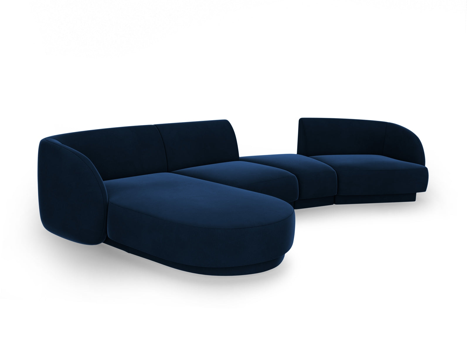 Miley Velour modulares Sofa links 4 Sitzer in Royal Blue präsentiert im Onlineshop von KAQTU Design AG. L-Sofa links ist von Micadoni