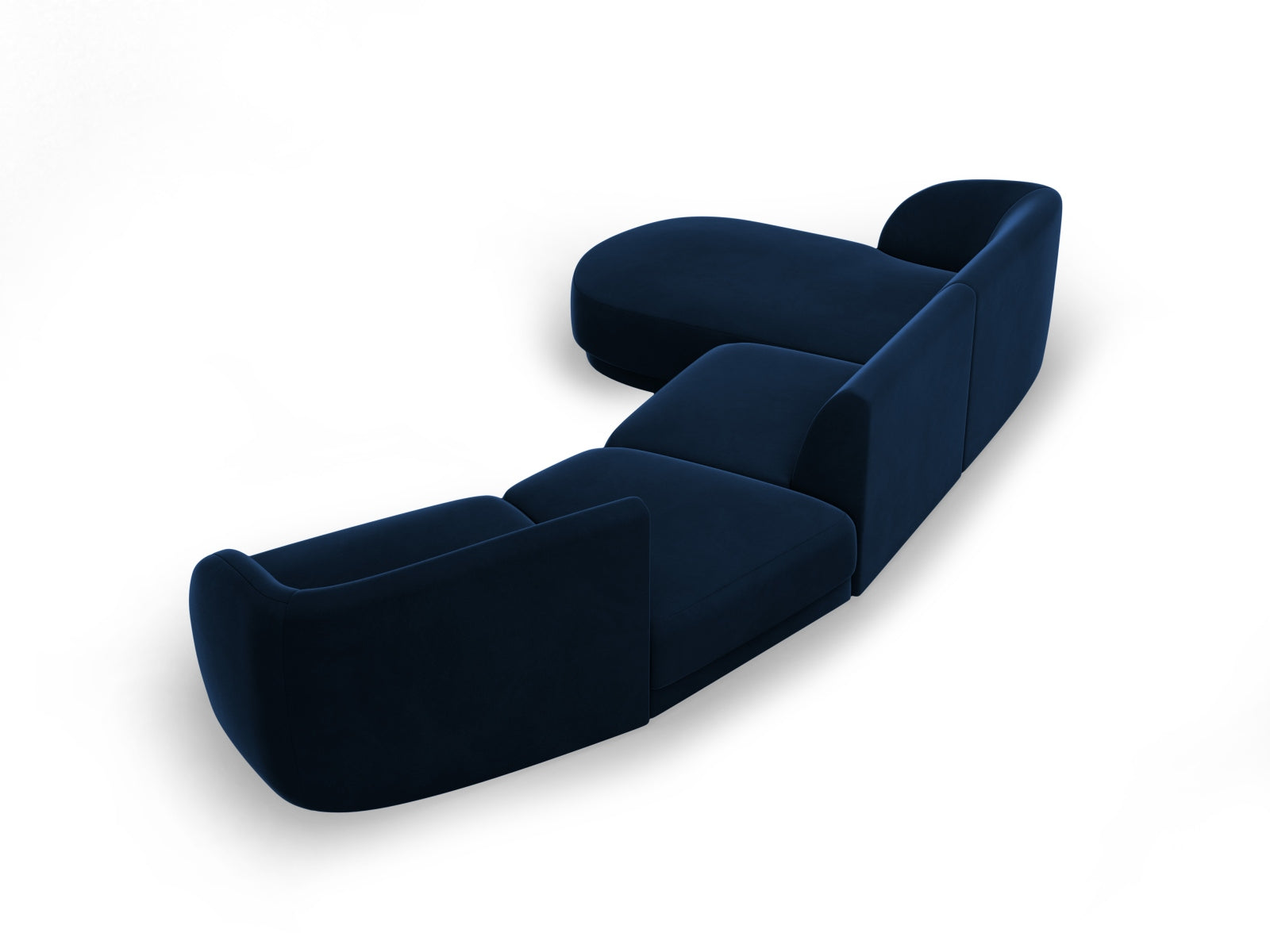 Miley Velour modulares Sofa links 4 Sitzer in Royal Blue präsentiert im Onlineshop von KAQTU Design AG. L-Sofa links ist von Micadoni