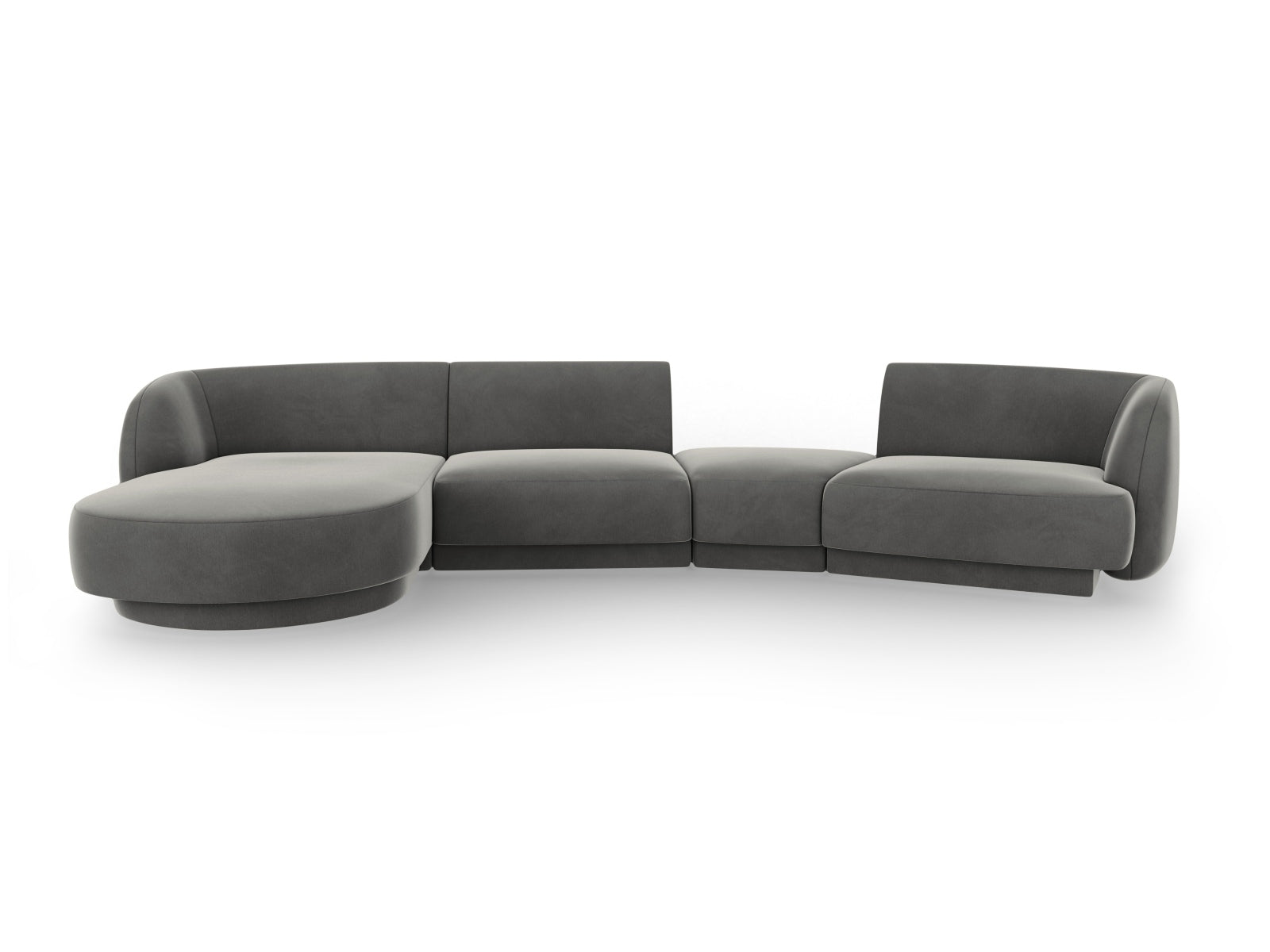 Miley Velour modulares Sofa links 4 Sitzer in Light Grey präsentiert im Onlineshop von KAQTU Design AG. L-Sofa links ist von Micadoni