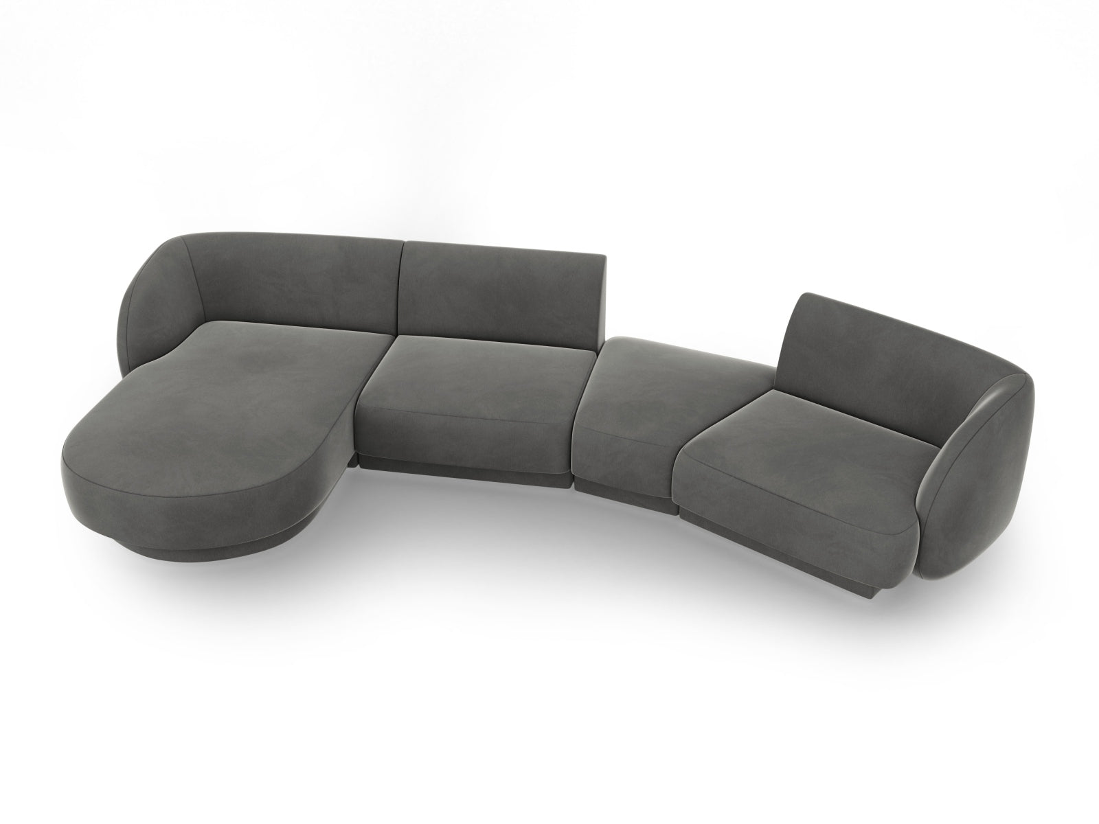 Miley Velour modulares Sofa links 4 Sitzer in Light Grey präsentiert im Onlineshop von KAQTU Design AG. L-Sofa links ist von Micadoni