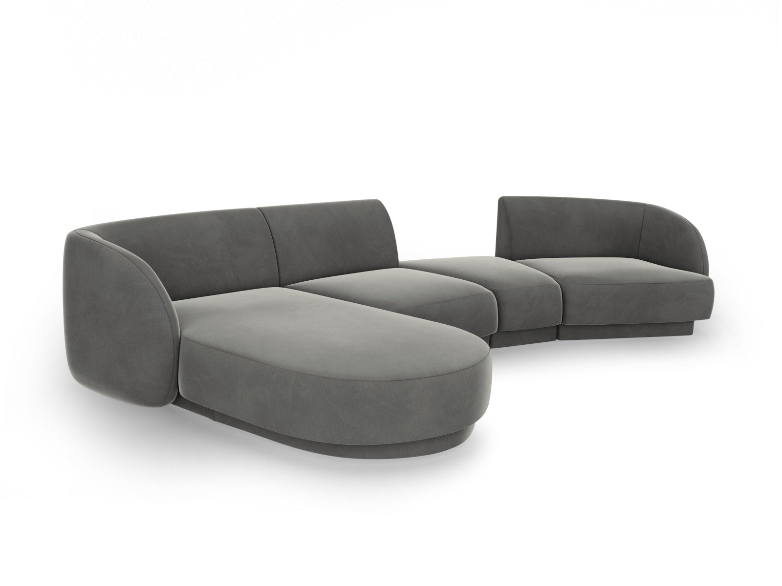 Miley Velour modulares Sofa links 4 Sitzer in Light Grey präsentiert im Onlineshop von KAQTU Design AG. L-Sofa links ist von Micadoni