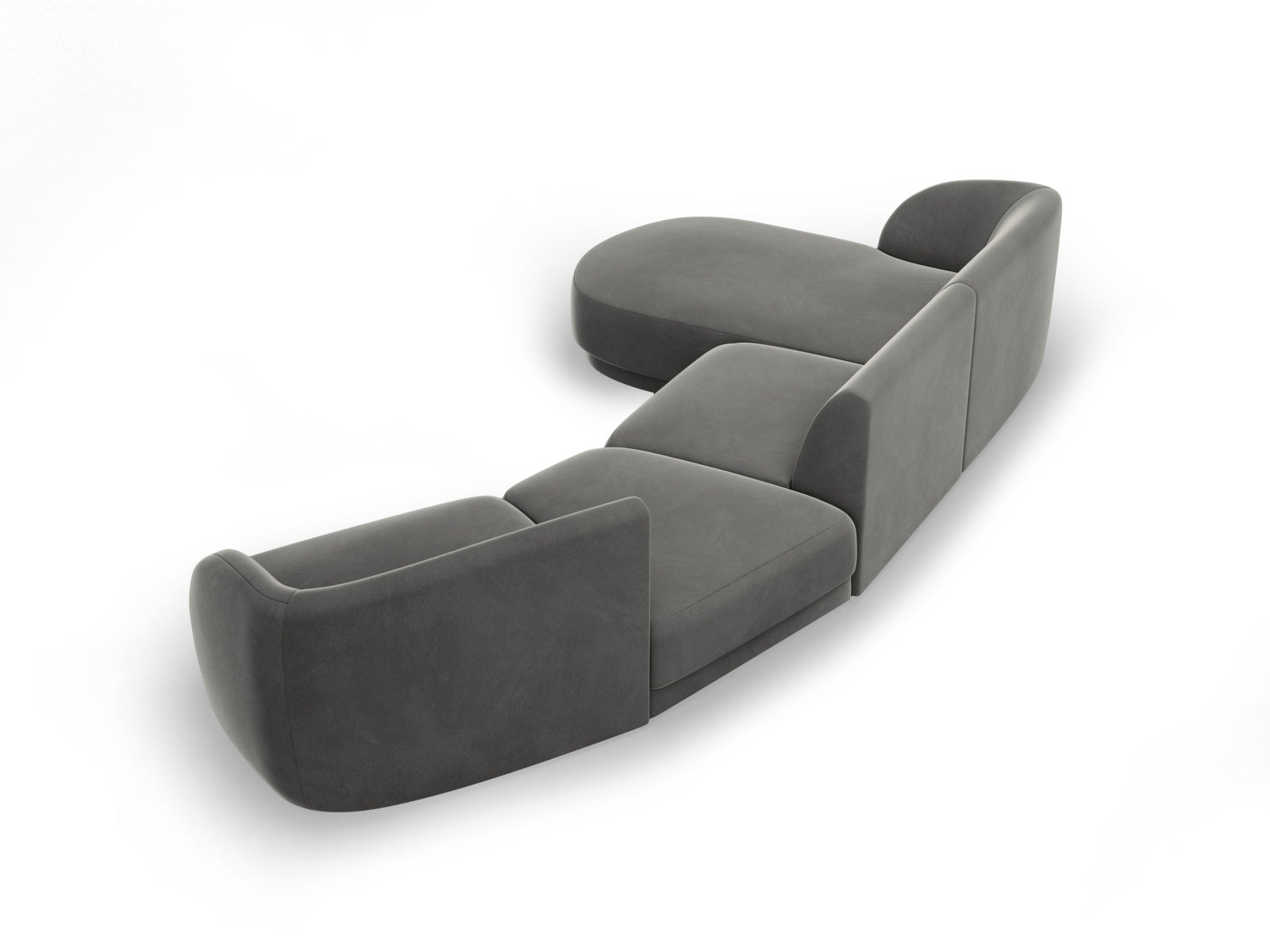 Miley Velour modulares Sofa links 4 Sitzer in Light Grey präsentiert im Onlineshop von KAQTU Design AG. L-Sofa links ist von Micadoni
