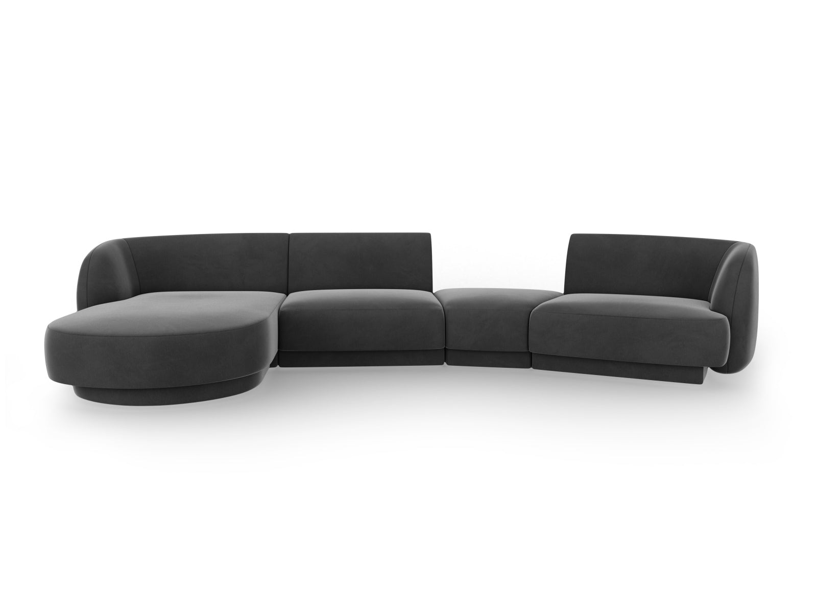 Miley Velour modulares Sofa links 4 Sitzer in Grey präsentiert im Onlineshop von KAQTU Design AG. L-Sofa links ist von Micadoni
